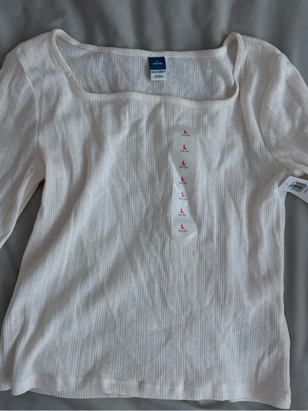 Old Navy White Square-Neck Ribbed Long-Sleeve Top